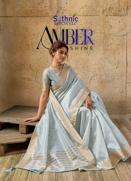 Amber Shine By Sethnic Tissue Linen Sarees